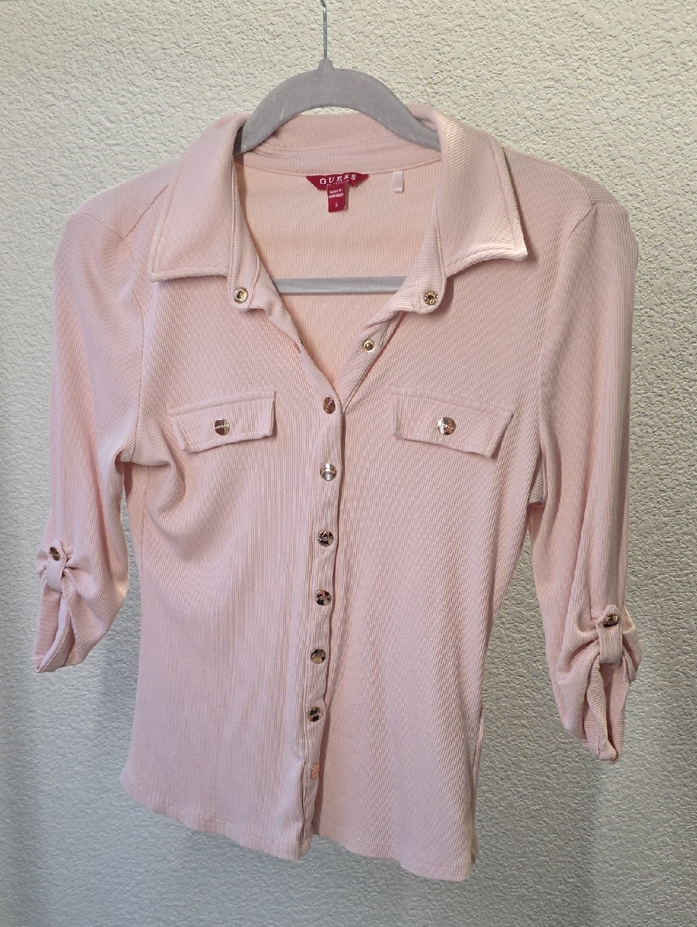 GUESS Soft Blush Long-Sleeve Button-Down Shirt